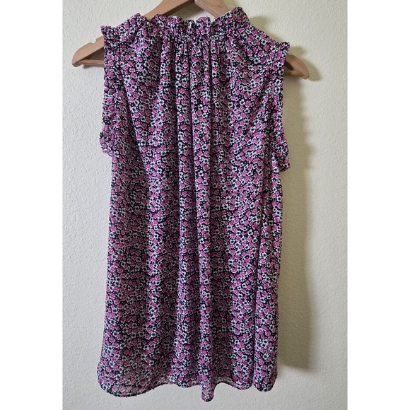 Rachel Zoe Sleeveless Pink Floral Blouse Small Smocked‎ Neckline - Picture 4 of 4